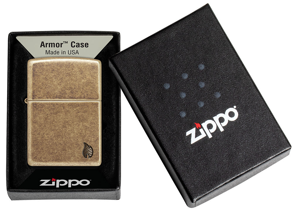 Zippo zapalovač 29006 Armor® Antique Brass Flame Design