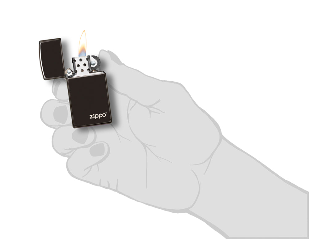 Zippo zapalovač 26583 Slim® High Polish Black Zippo Logo