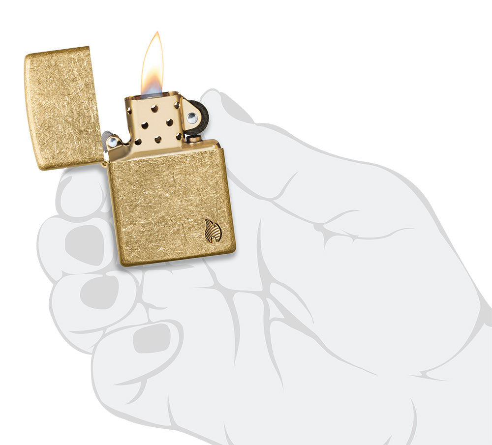 Zippo zapalovač 23008 Armor® Tumbled Brass Flame Design