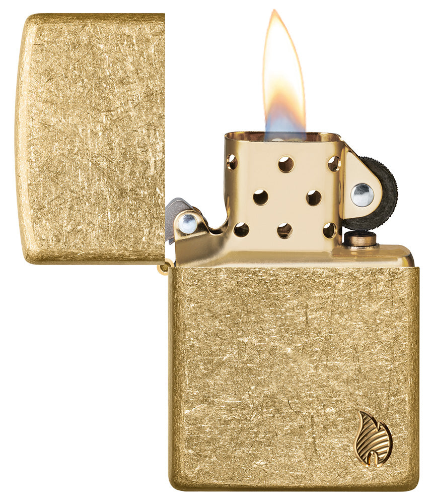 Zippo zapalovač 23008 Armor® Tumbled Brass Flame Design