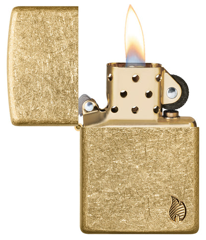 Zippo zapalovač 23008 Armor® Tumbled Brass Flame Design