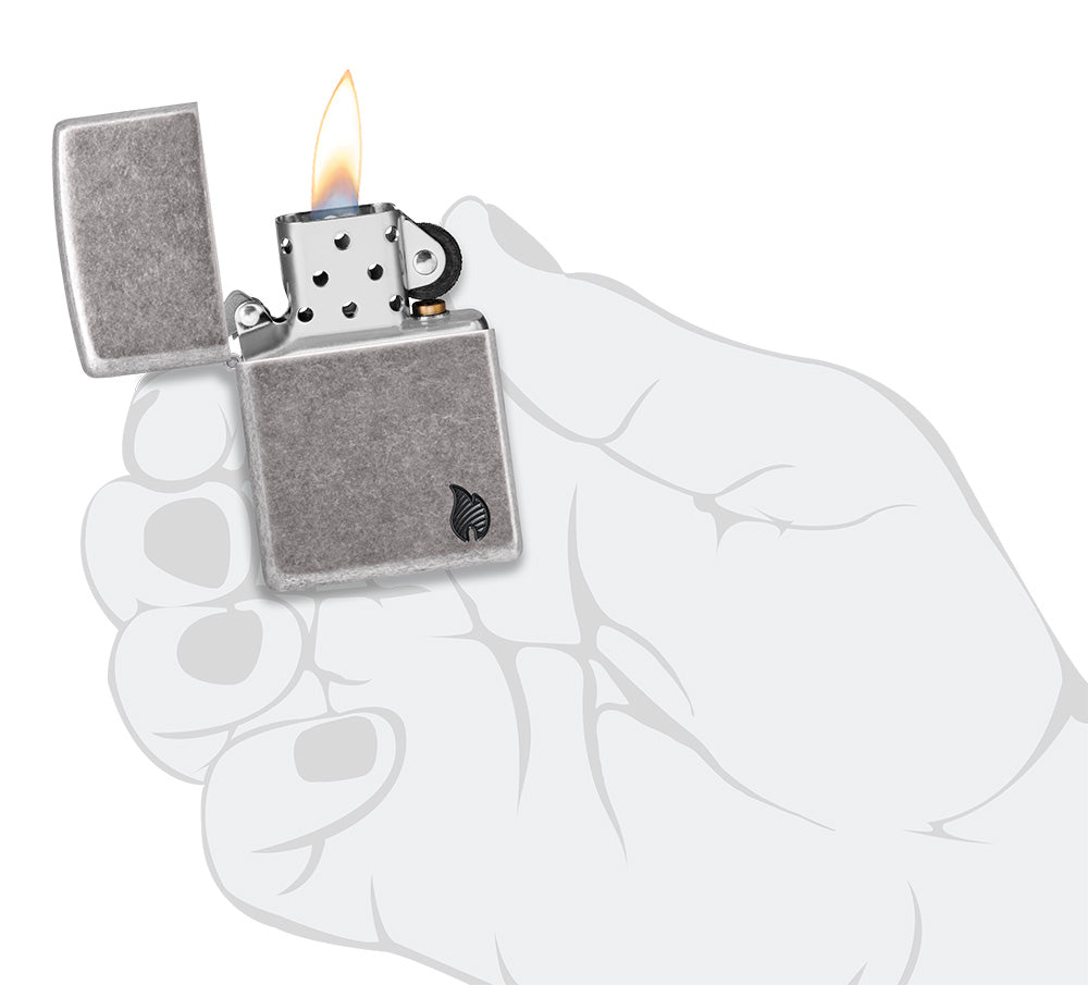 Zippo zapalovač 27010 Armor® Antique Silver Flame Design