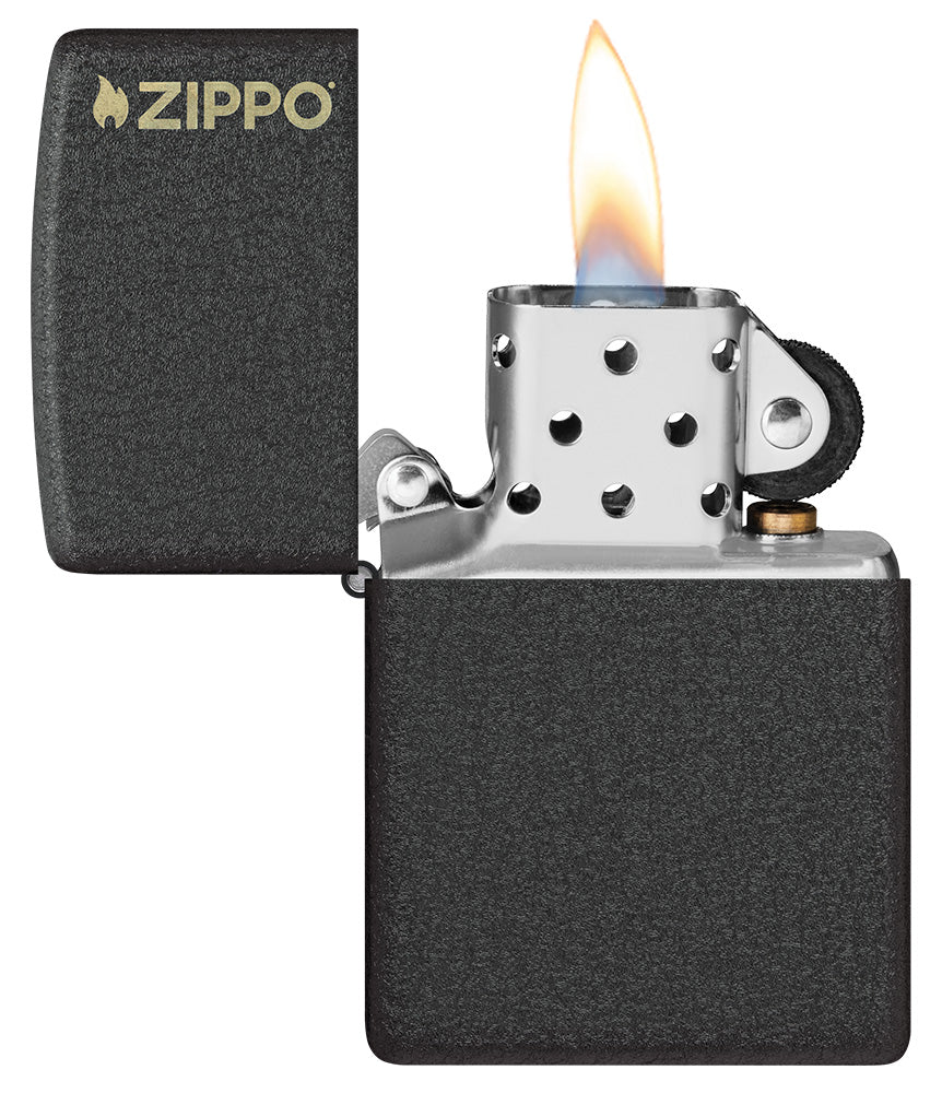 Zippo zapalovač 26208 Black Crackle® Zippo Logo
