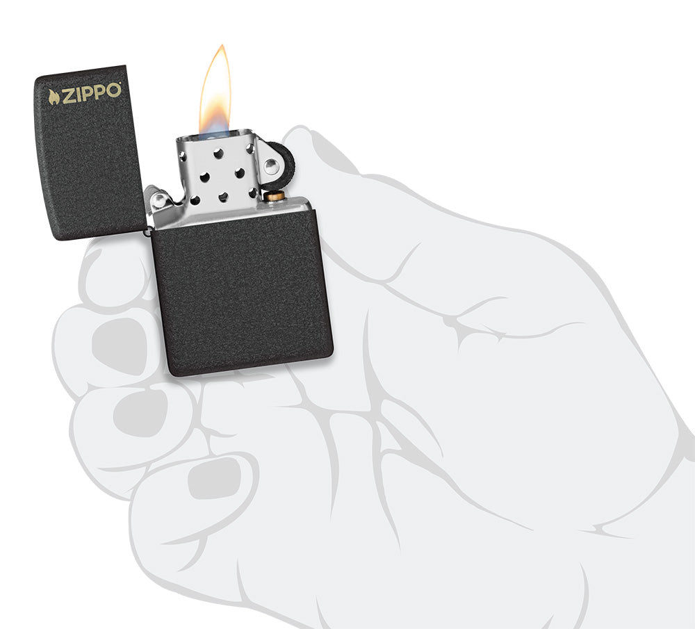Zippo zapalovač 26208 Black Crackle® Zippo Logo
