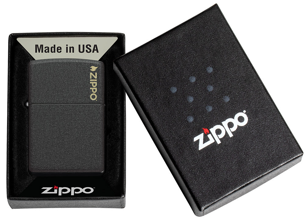 Zippo zapalovač 26208 Black Crackle® Zippo Logo