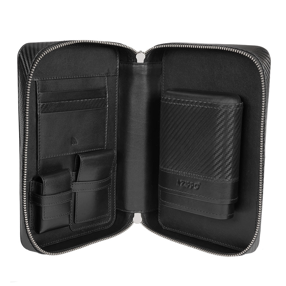 44207 Kožená cestovní taška na doutníky Zippo Carbon
