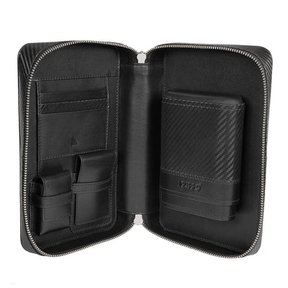 44207 Kožená cestovní taška na doutníky Zippo Carbon