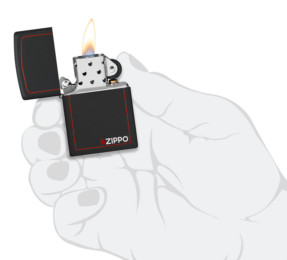 Zapalovač Zippo 26117 Black Matte with Zippo & Border