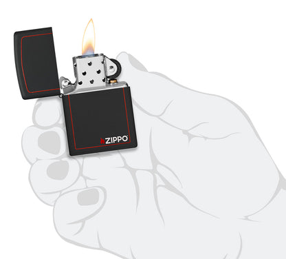 Zapalovač Zippo 26117 Black Matte with Zippo & Border