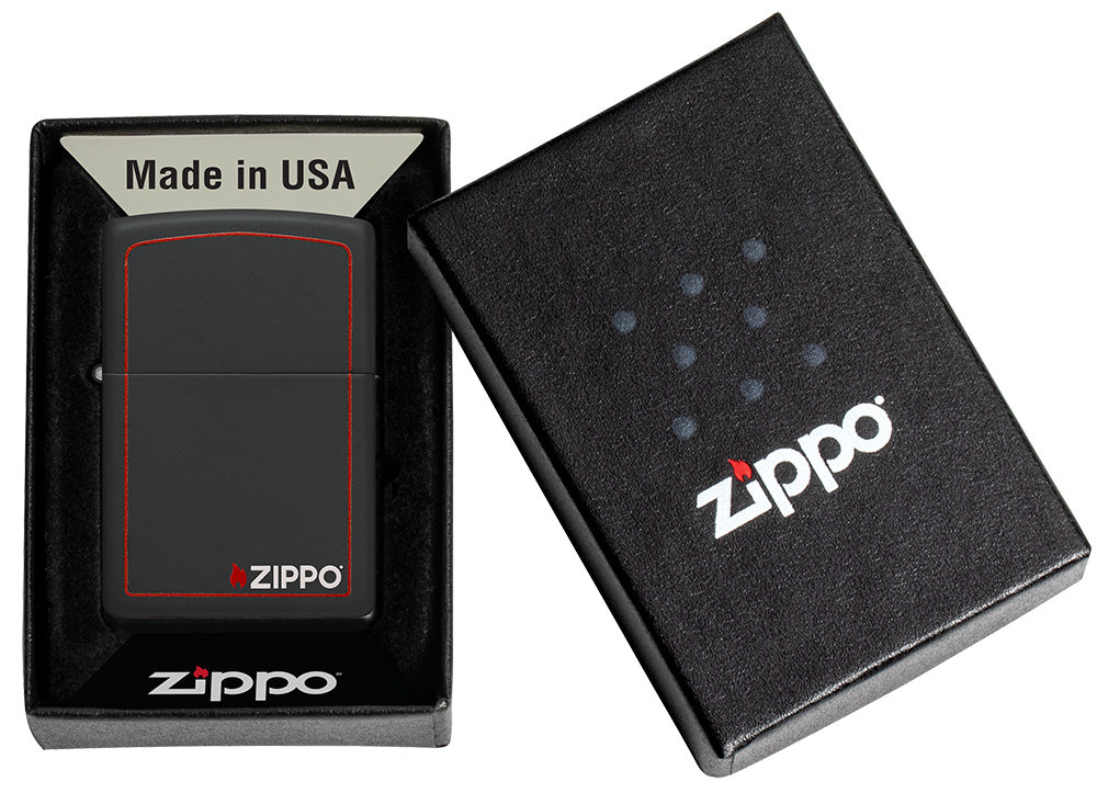 Zapalovač Zippo 26117 Black Matte with Zippo & Border