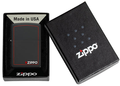 Zapalovač Zippo 26117 Black Matte with Zippo & Border