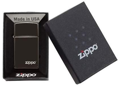 Zippo zapalovač 26583 Slim® High Polish Black Zippo Logo