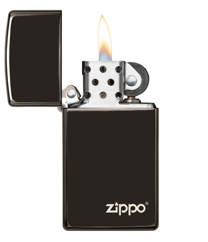 Zippo zapalovač 26583 Slim® High Polish Black Zippo Logo