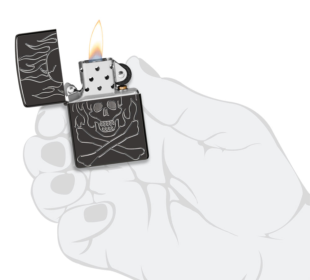 Zapalovač Zippo 66115 Armor® Flaming Skull Design