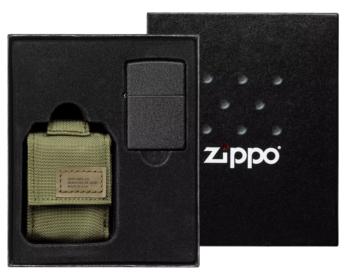 Zippo zapalovač 30056 Sada taktické pouzdro + Zippo zapalovač 26075 Black Crackle™