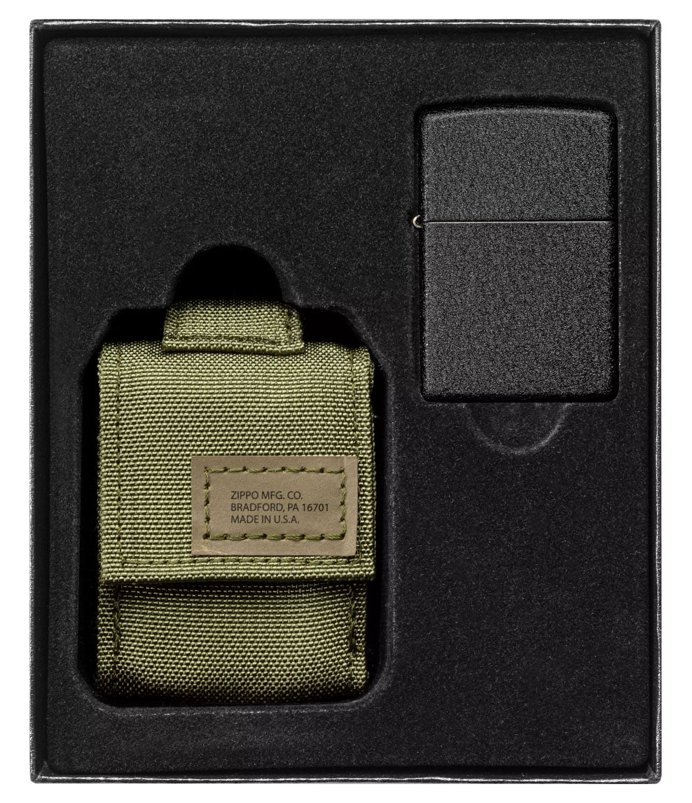 Zippo zapalovač 30056 Sada taktické pouzdro + Zippo zapalovač 26075 Black Crackle™