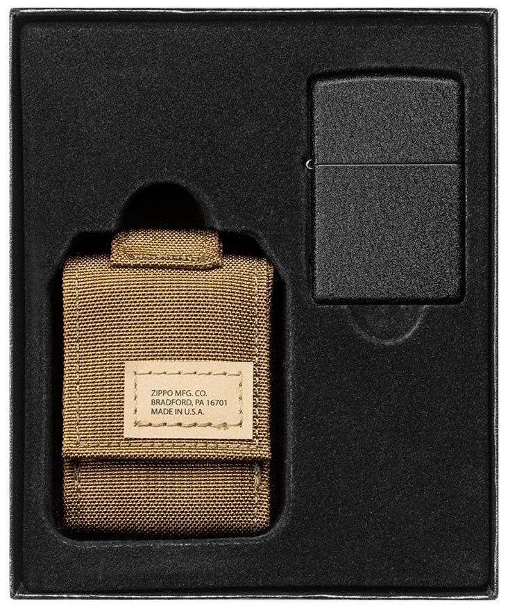Zippo zapalovač 30057 Sada taktické pouzdro + Zippo zapalovač 26075 Black Crackle™