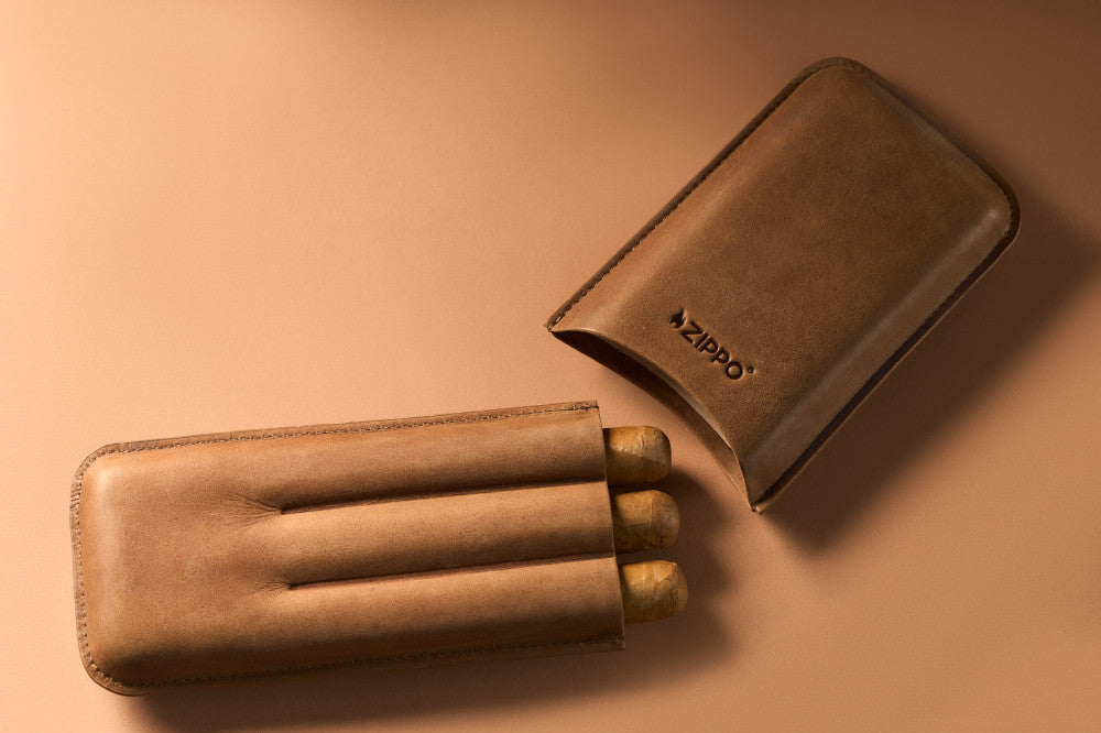 98513 Kožené pouzdro na doutníky Zippo Vintage