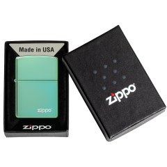 26585 High Polish Green Zippo Logo