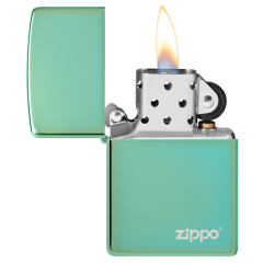 26585 High Polish Green Zippo Logo