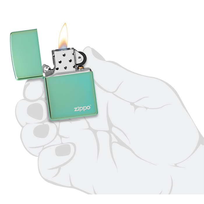 26585 High Polish Green Zippo Logo