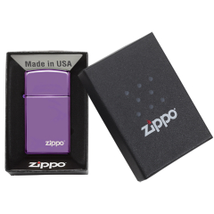 26002 Slim® High Polish Purple Zippo Logo