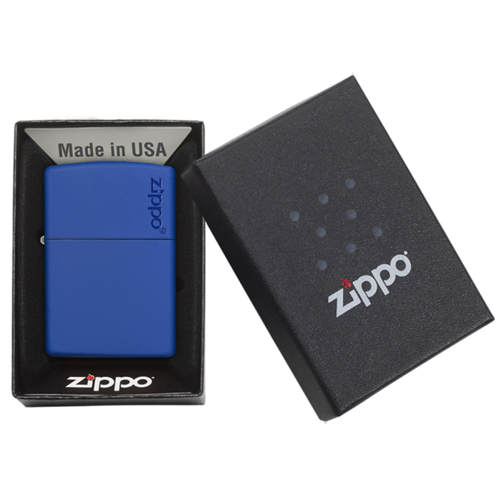 26095 Royal Blue Matte Zippo Logo