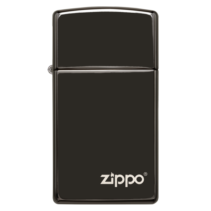 26583 Slim® High Polish Black Zippo Logo