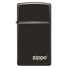 26583 Slim® High Polish Black Zippo Logo