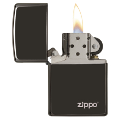 26332 High Polish Black Zippo Logo