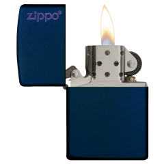 26098 Navy Matte Zippo Logo