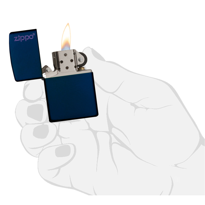 26098 Navy Matte Zippo Logo