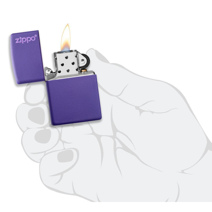 26097 Purple Matte Zippo Logo