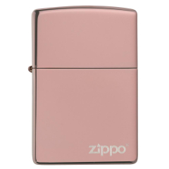26908 High Polish Rose Gold Zippo Logo