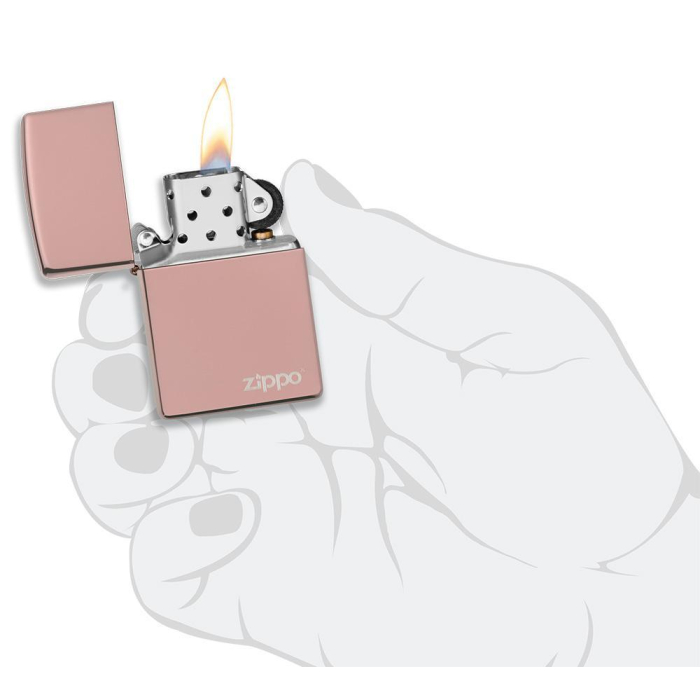 26908 High Polish Rose Gold Zippo Logo