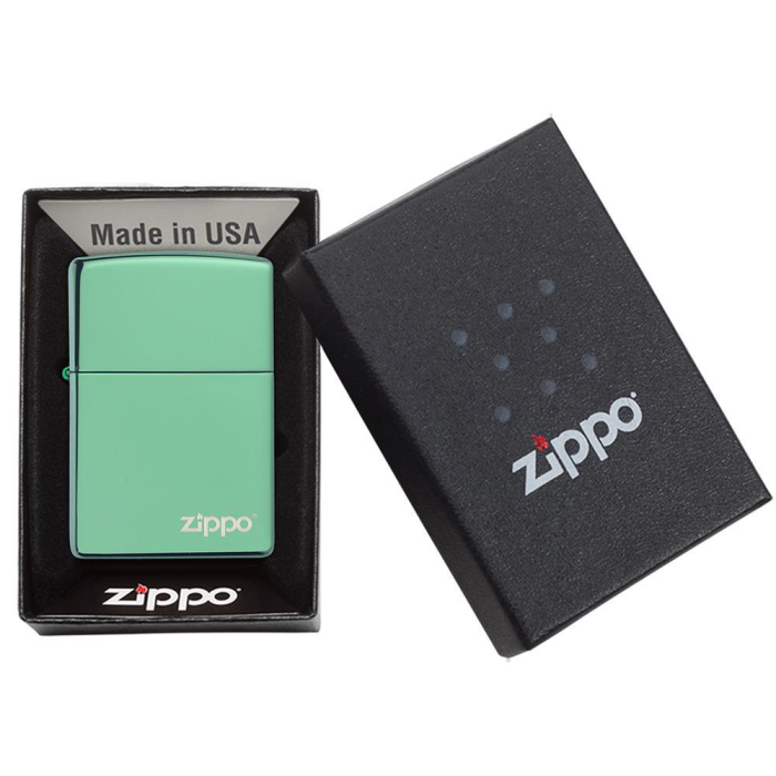26585 High Polish Green Zippo Logo