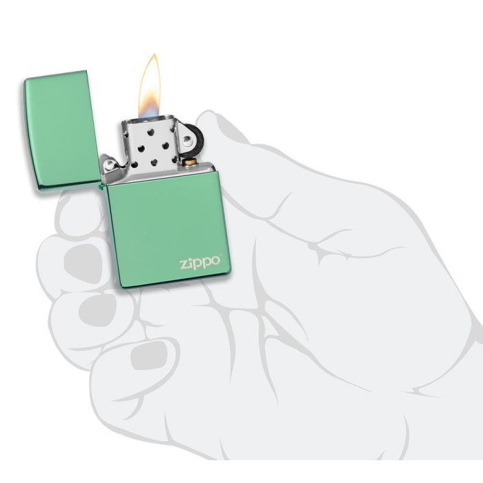 26585 High Polish Green Zippo Logo
