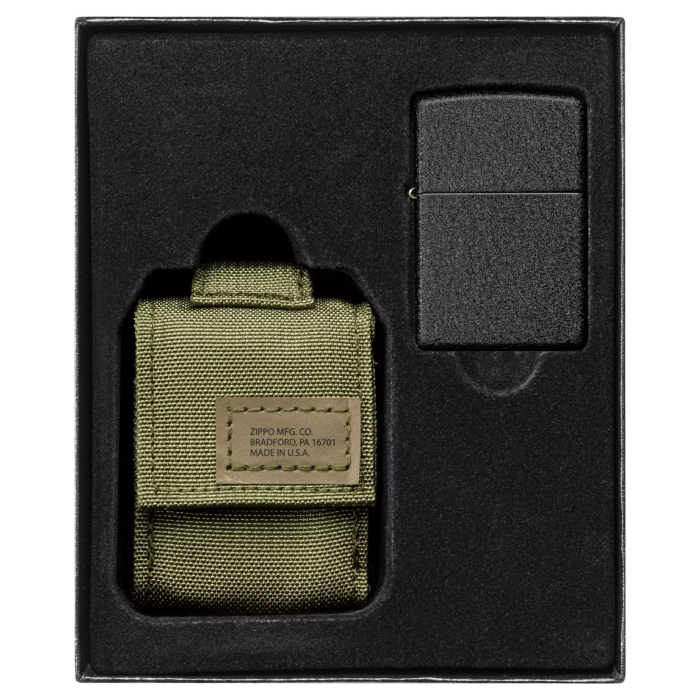 30056 Sada taktické pouzdro + Zippo zapalovač 26075 Black Crackle™