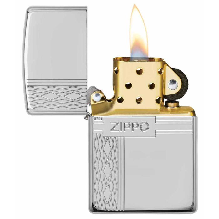 28026 Sterling Silver Zippo Diamond Design