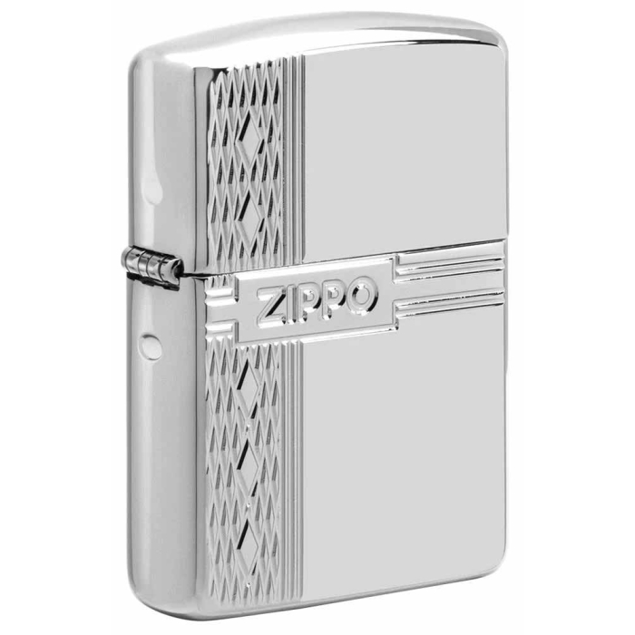 28026 Sterling Silver Zippo Diamond Design