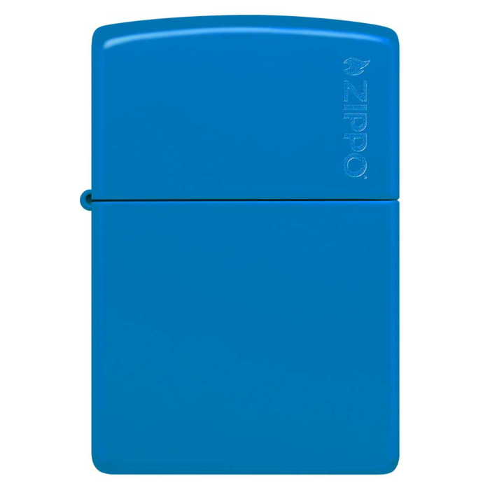 26089 Sky Blue Matte Zippo Logo