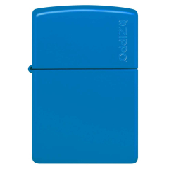 26089 Sky Blue Matte Zippo Logo
