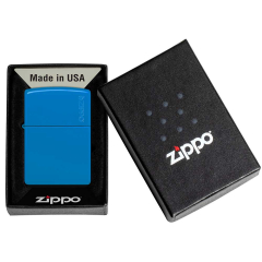 26089 Sky Blue Matte Zippo Logo