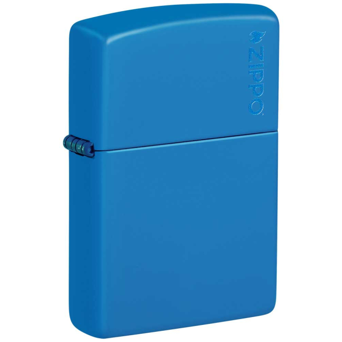 26089 Sky Blue Matte Zippo Logo