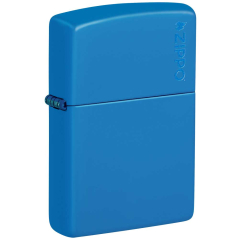 26089 Sky Blue Matte Zippo Logo