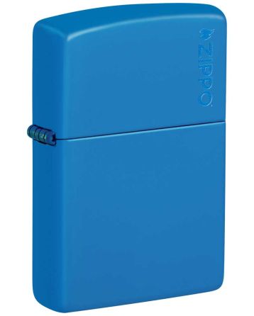 26089 Sky Blue Matte Zippo Logo