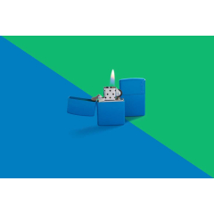 26089 Sky Blue Matte Zippo Logo