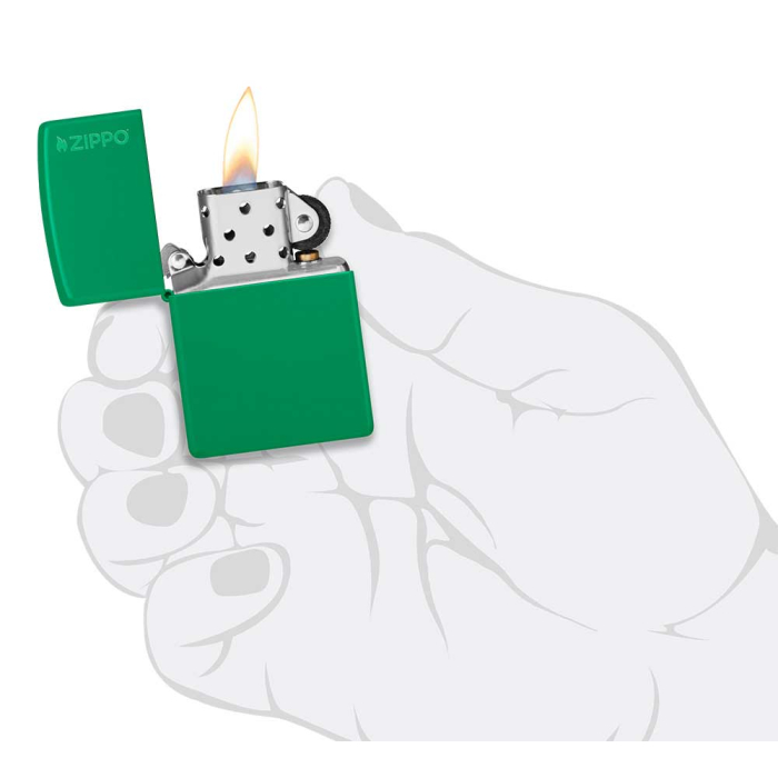 26107 Grass Green Matte Zippo Logo