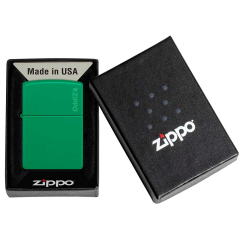 26107 Grass Green Matte Zippo Logo